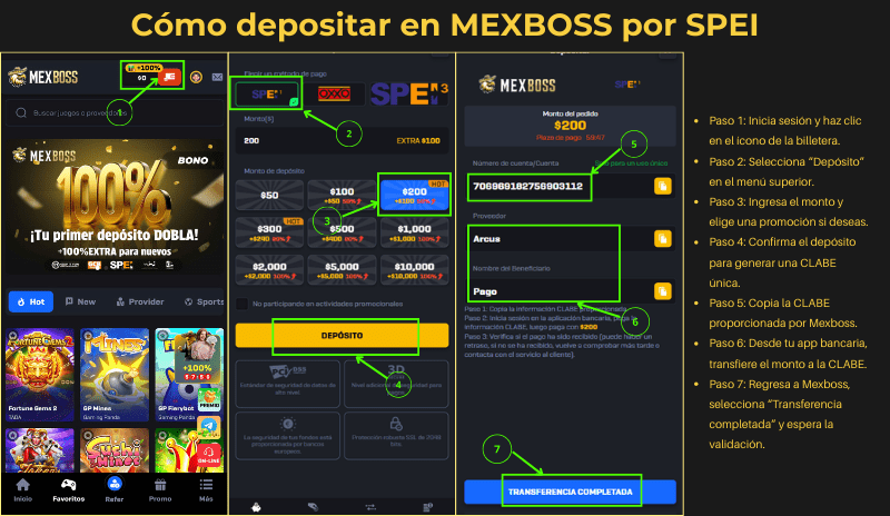 Cómo retirar y depositar dinero en Mexboss: Guía detallada 2025 3 Cómo depositar en Mexboss por SPEI