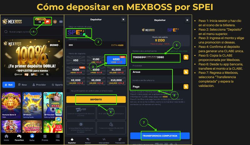 Cómo depositar en Mexboss por SPEI